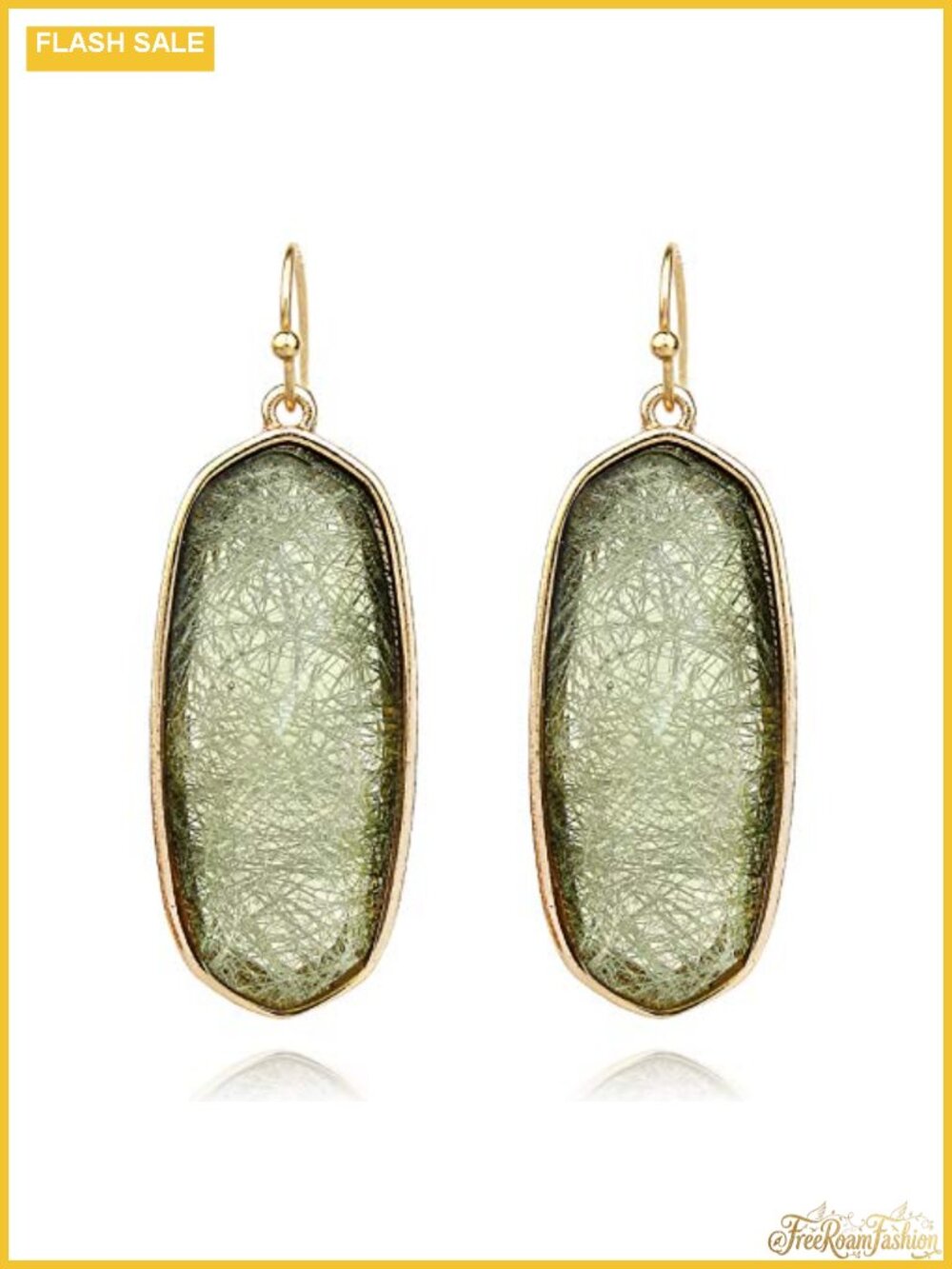 Resin Oval Dangle Earrings Sparkle Faceted Glass Drop